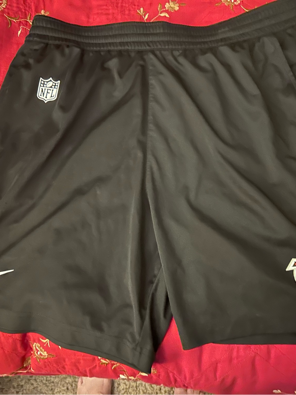 Nike Men’s Black Athletic Shorts with White Swoosh Atlanta Falcons